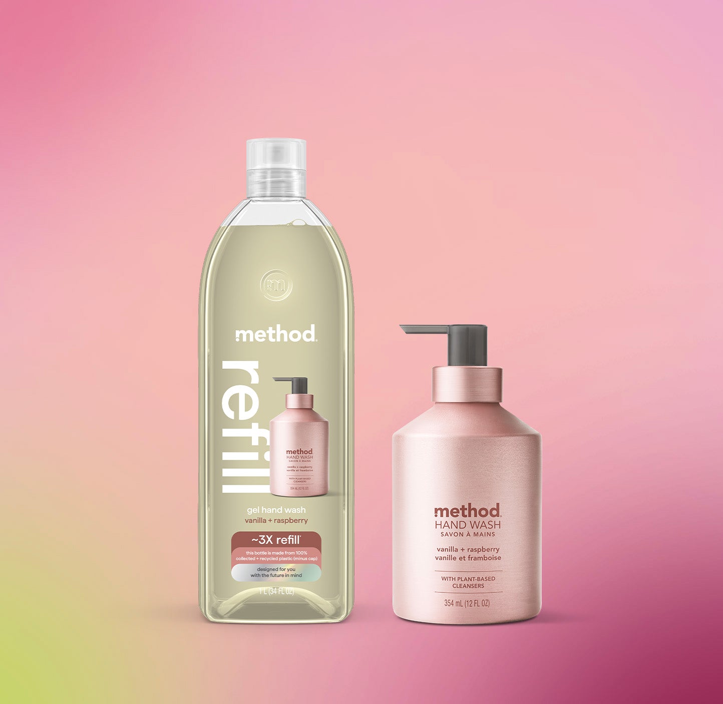 gel hand wash starter set - vanilla + raspberry. 46 fl oz - Image 2